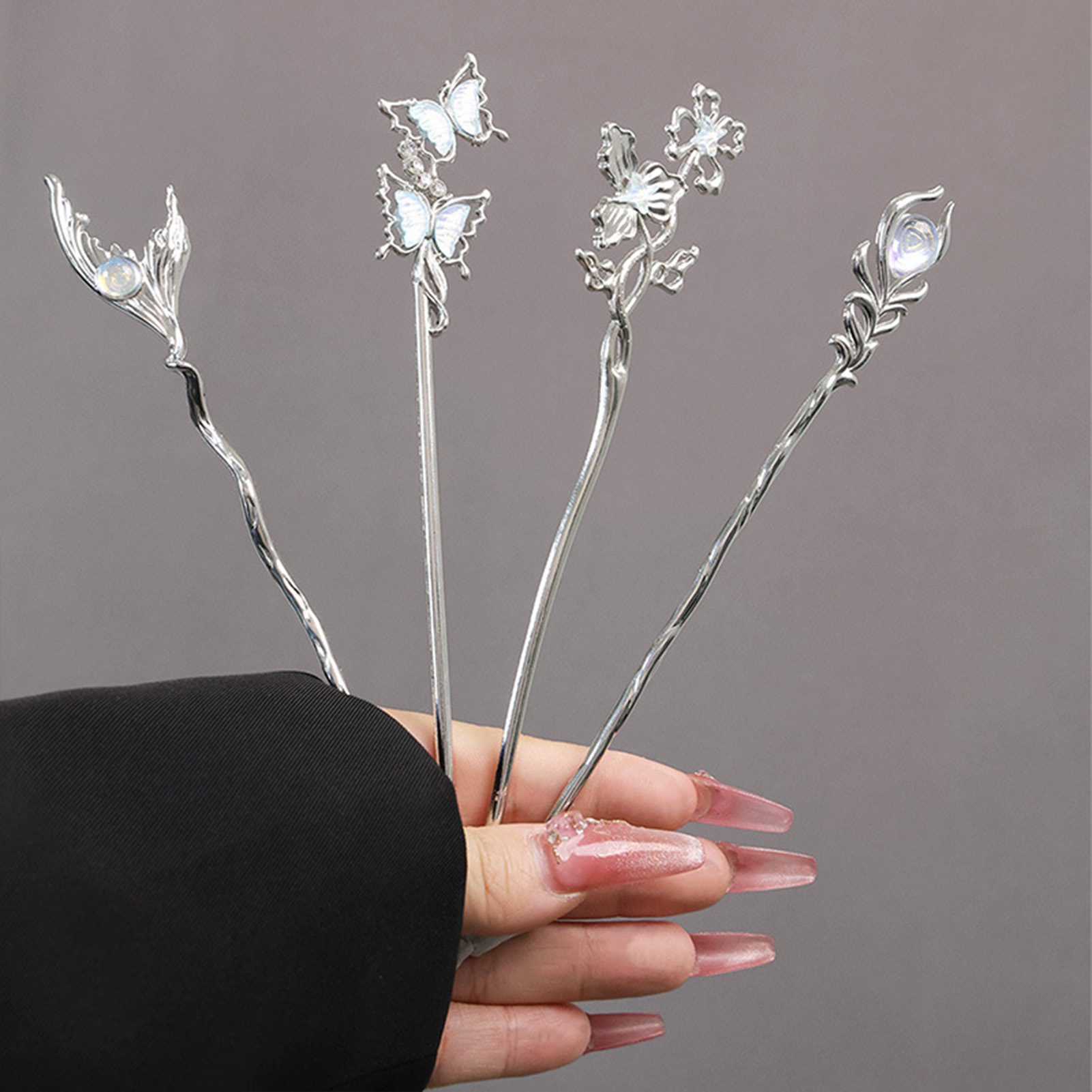 Pearl Hair Pin - Srebrne Aluminiowe Wsuwki do Włosów Widełki