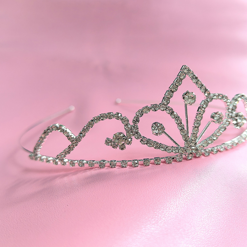 Queen Accessories - Srebrna Korona Ślubna z Cyrkoniami Luksusowa