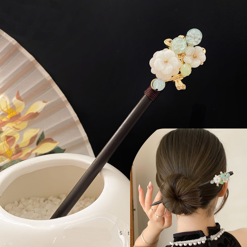 Pearl Hair Pin - Chińska szpilka do włosów, drewniana spinka