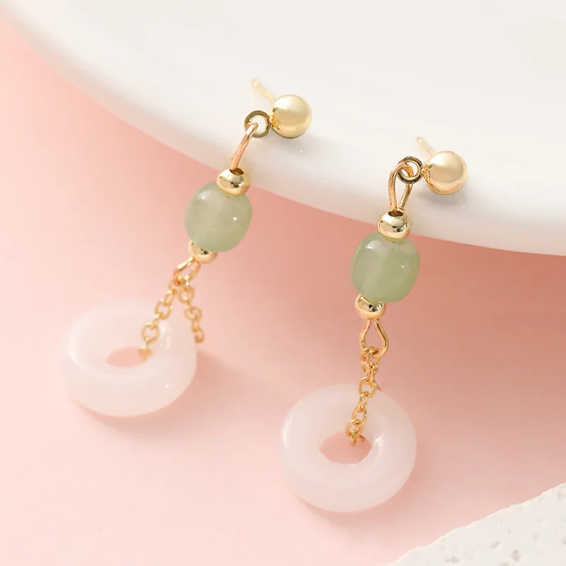 Women'S Ear Accessories - Naturalne kolczyki z prawdziwego jadeitu, kamienne