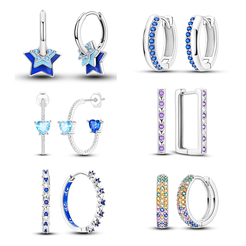 Statement Earrings Oversized - Kolczyki kółka z serii Blue Stars
