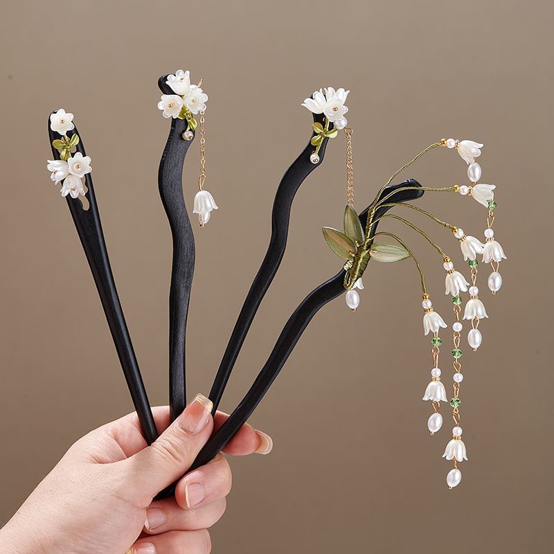 Pearl Hair Pin - Drewniana spinka do włosów w stylu