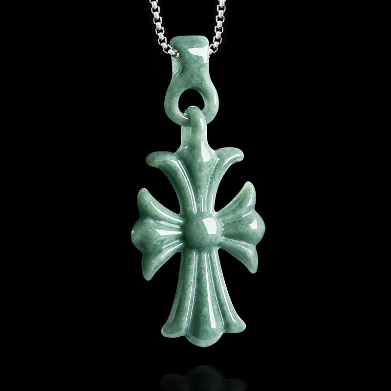 Women'S Accessories And Jewelry - Naturalny birmański jadeitowy krzyżyk wisiorek naszyjnik