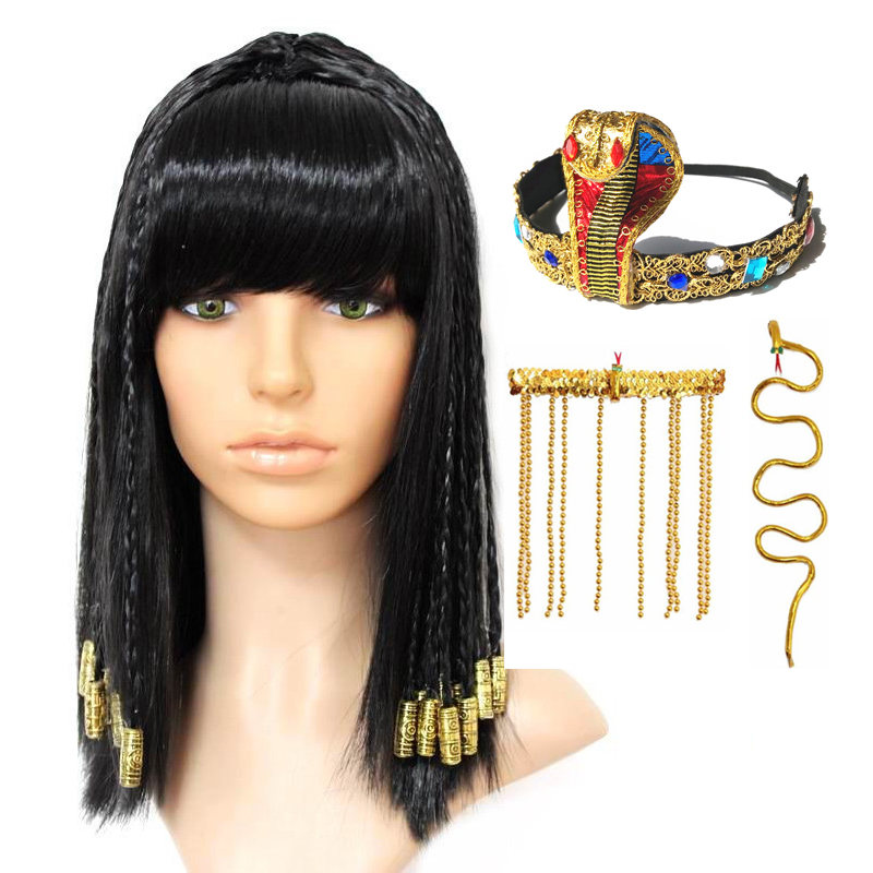 Women Accessories Egypt - Peruka Kleopatra Kobieta Egipska Królowa Czarne