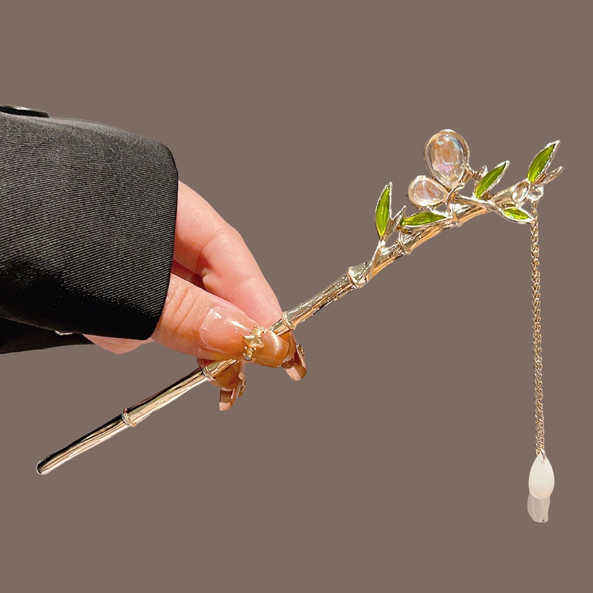 Zielona bambusowa spinka do wł – Pearl Hair Pin recenzja i cena