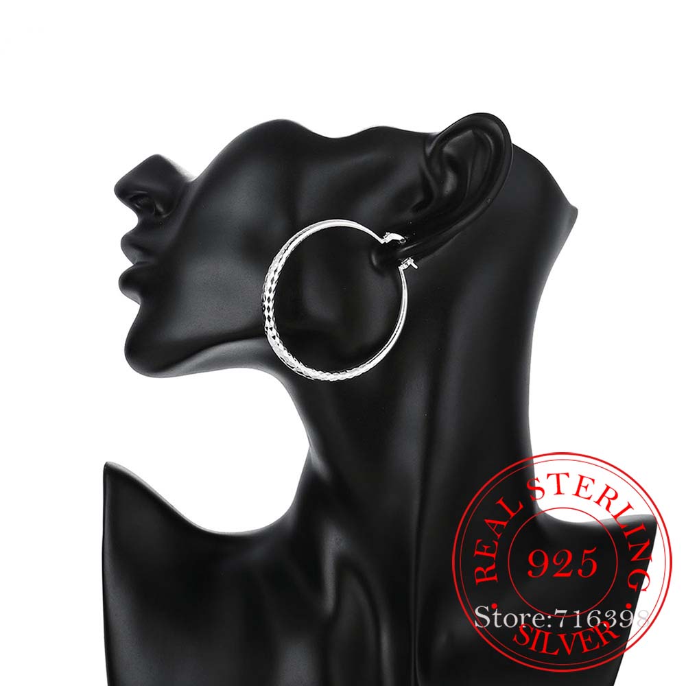 925 srebro Hip Hop okrągłe kol – Statement Earrings Oversized recenzja i cena