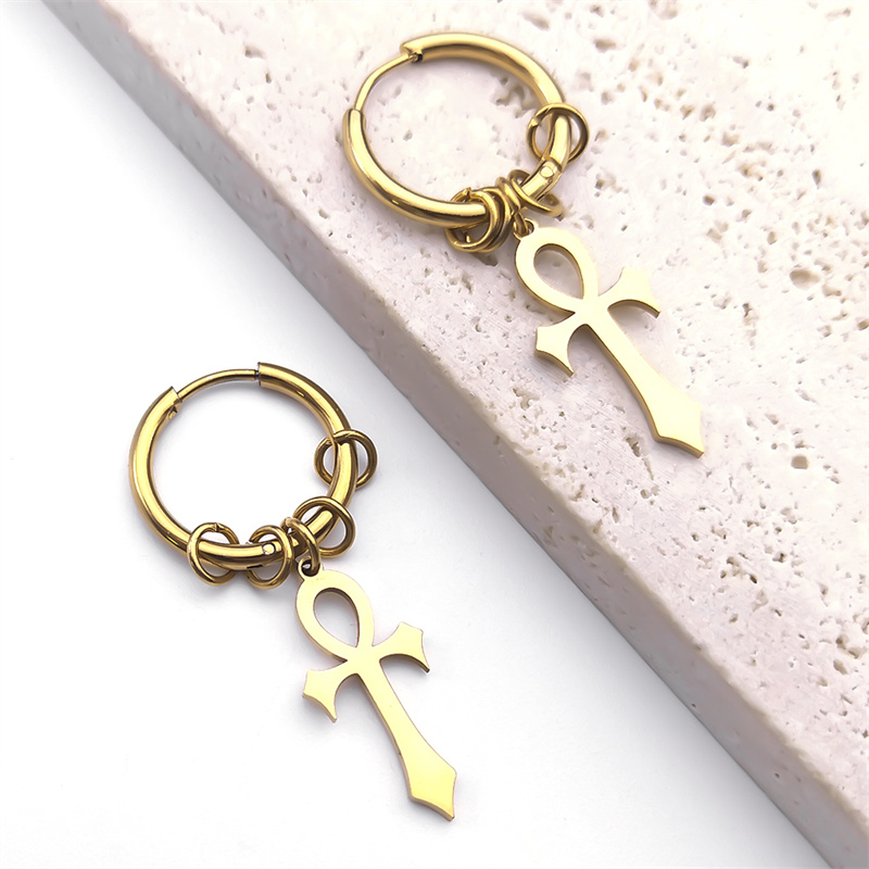 Egipt Ankh Cross Hoop Drop Dan – Women Accessories Egypt recenzja i cena